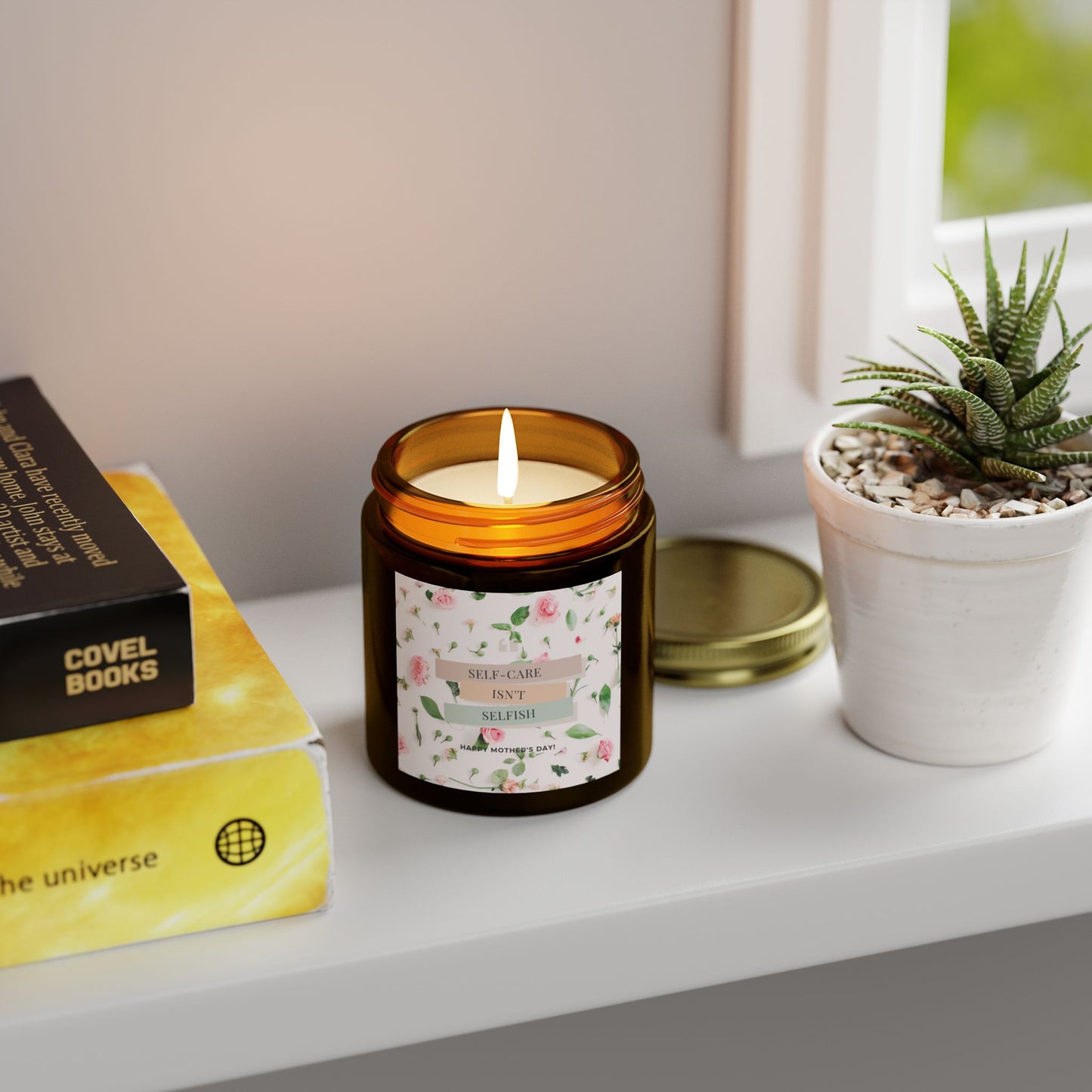 Candle, Self Care Isn't Selfish Happy Mother's Day Coconut Apricot Wax